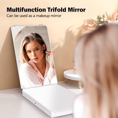 JANMPASK 3 Way Mirror with Light and Retractable Hooks