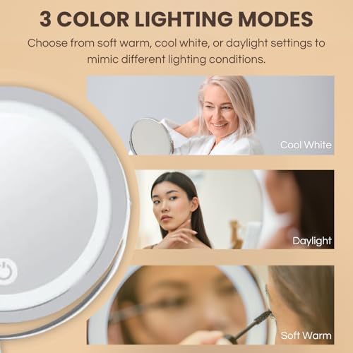 10X Magnifying Makeup Mirror with LED Lights and Touchless Sensor