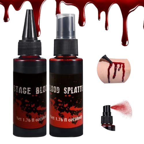 Qawnfy 2PCS Halloween Fake Blood Kit Realistic Washable