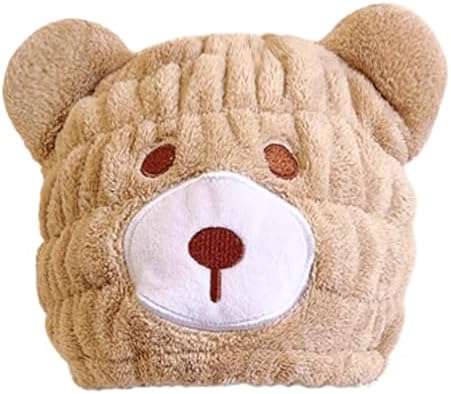 LCBD Microfiber Hair Towel Wrap for Kids - Brown Bear Design