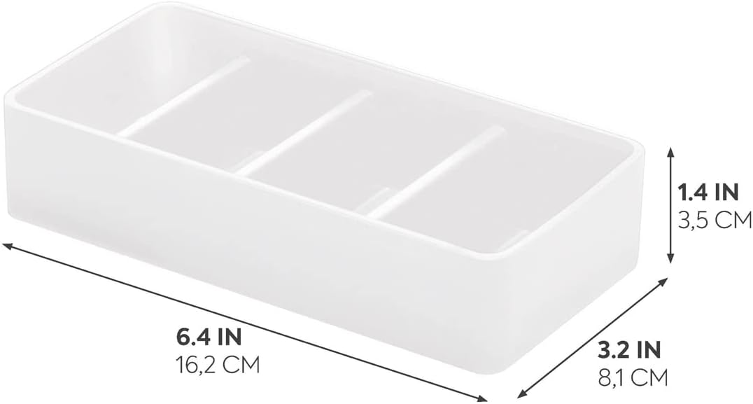 iDesign Sarah Tanno 4 Slot Silicone Cosmetic Drawer Organizer White