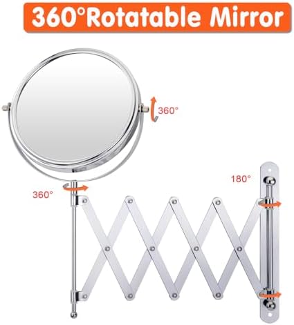 WELLLINK Extendable Makeup Mirror with 1X 7X Magnification
