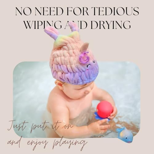 LCBD Microfiber Hair Towel Wrap for Kids Unicorn Design
