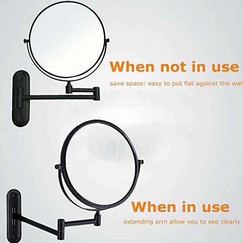 Gecious Double Sided Wall Mirror 10X Magnification Matte Black