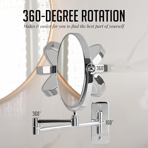 OVENTE 7 Wall Mirror with 1X10X Magnification and 360 Swivel