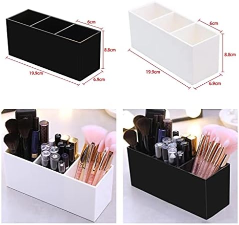 TTKL Makeup Brush Holder Organizer 3 Slot Acrylic Storage Case Black