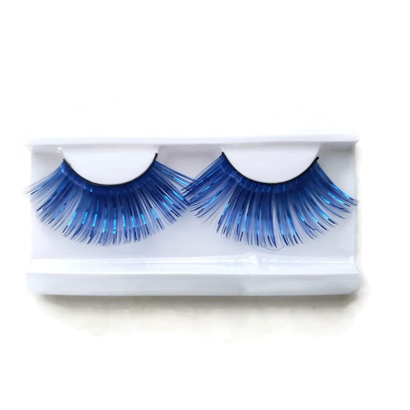 Colorful Tinsel Dramatic False Eyelashes Blue 1