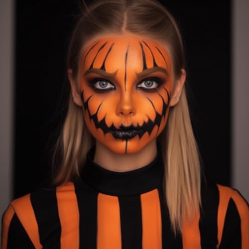 BOBISUKA Pumpkin Face Paint Halloween Makeup Kit for Kids Adults