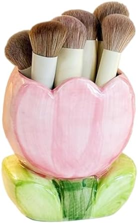 Ceramic Tulip Makeup Brush Holder Pink
