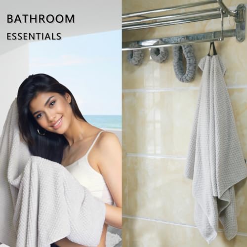 Large Microfiber Hair Towel with Spa Headband and Wristbands - Light Grey
