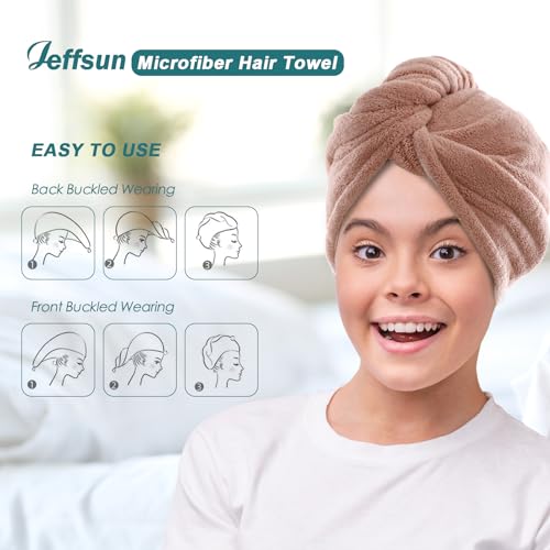JEFFSUN Microfiber Hair Drying Towel for Curly Thick Hair