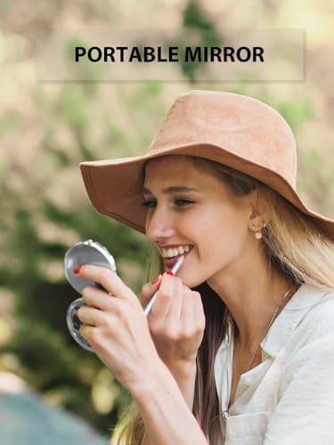 Compact Double-Sided Mirror for Purse with 1X2X Magnification