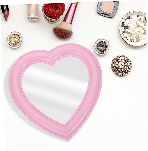 PRETYZOOM Heart Shaped Desktop Makeup Mirror Dual Use Wall Mounted