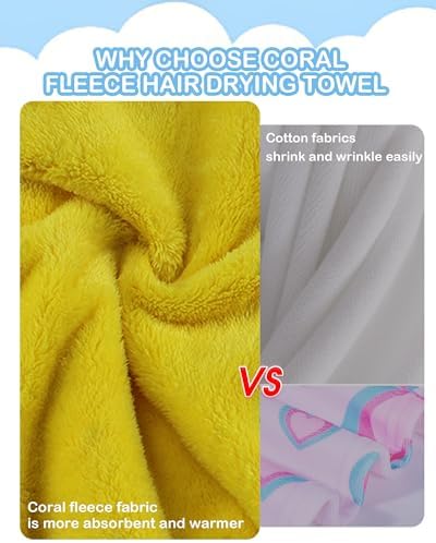 YI HENG MEI 3D Embroidery Hair Towel Wrap for Kids 2PCS
