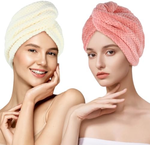 MaopaoBeauty Super Absorbent Hair Towel Wrap with Pineapple Plaid Design