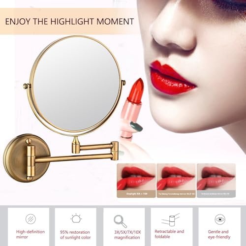 8 Wall Mounted Makeup Mirror 3X5X10X Magnification Double-Sided