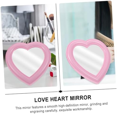 PRETYZOOM Heart Shaped Desktop Makeup Mirror Dual Use Wall Mounted