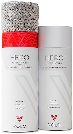 VOLO Hero Luna Gray Hair Towel - Ultra Soft Quick Drying USA Made