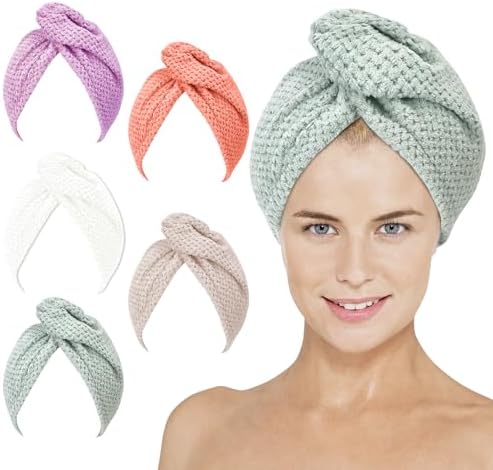 5-Pack Microfiber Hair Towel Wrap for Women 1