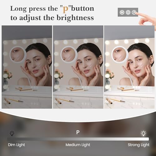 GAOMON 23x18 Vanity Mirror with Lights and 3X Magnification