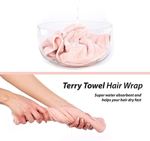 CACALA Terry Cloth Shower Cap for Women 3pcs Set