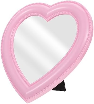 PRETYZOOM Heart Shaped Desktop Makeup Mirror Dual Use Wall Mounted