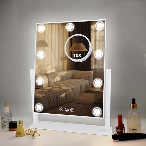 SLIMOON 14x12 Lighted Makeup Mirror with 9 LED Bulbs and 10X Magnification