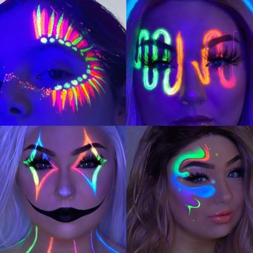 SIQITECHNO 6Pcs UV Glow Face Paint Crayons for Halloween Party