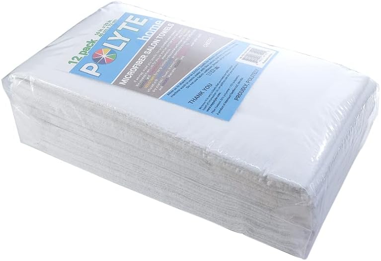 POLYTE Professional Quick Dry Lint Free Microfiber Hair Drying Towel 16x29in 12 Pack