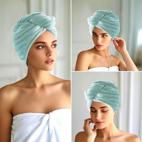 3 Pack Microfiber Hair Turbans for Quick Drying