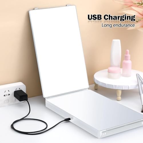 JANMPASK 3 Way Mirror with Light and Retractable Hooks