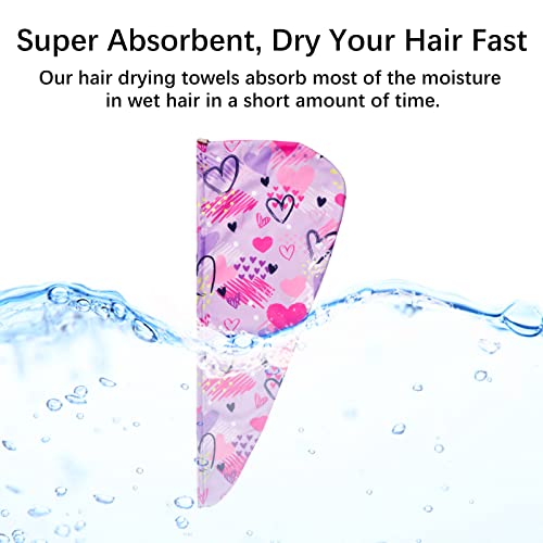 RETON 4 Pack Microfiber Hair Towels for Kids Girls Women