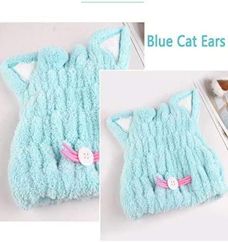 2Pcs Cat Microfiber Hair Drying Towel Wrap for Kids