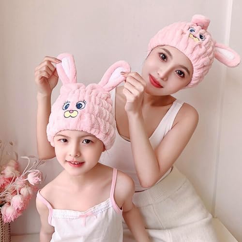 LCBD Microfiber Hair Towel Wrap Pink Rabbit Style