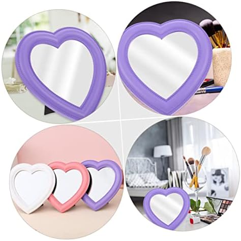2pcs Heart-Shaped Makeup Mirrors Wall-Mounted Desktop Use