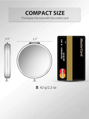Compact Double-Sided Mirror for Purse with 1X2X Magnification