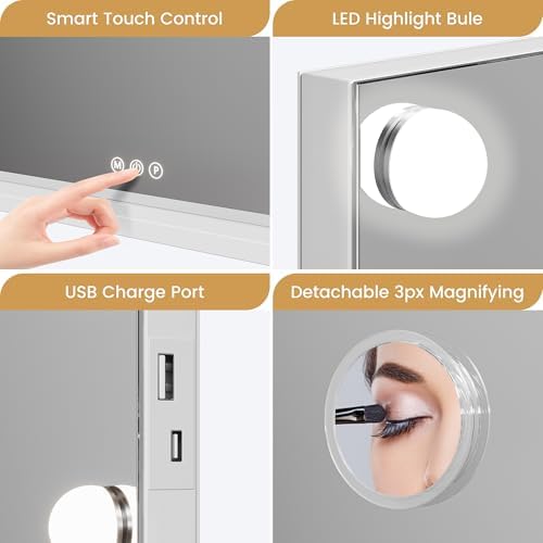 GAOMON 23x18 Vanity Mirror with Lights and 3X Magnification