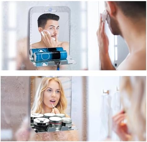 Fogless Shower Mirror with Shelf and Hook