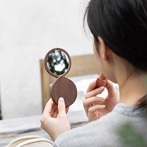 VinAmy Portable Makeup Mirror with Peach Wood Frame