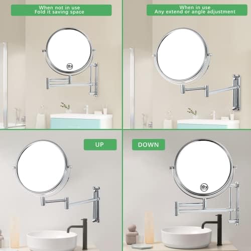 GRASKY 10X Magnifying Wall Mounted Mirror with Lights