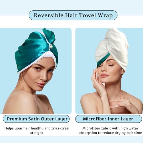 Chloven Satin Microfiber Hair Wrap - Anti Frizz Lightweight Quick Drying