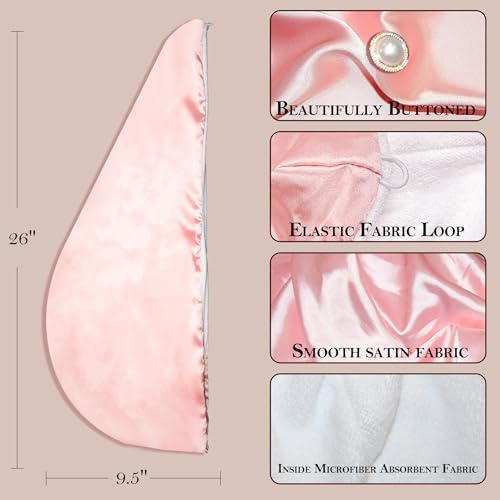 Bsofter Satin Microfiber Hair Towel Wrap for Women