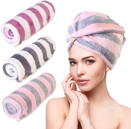 3 Pack Microfiber Hair Towel Wrap for Women 1