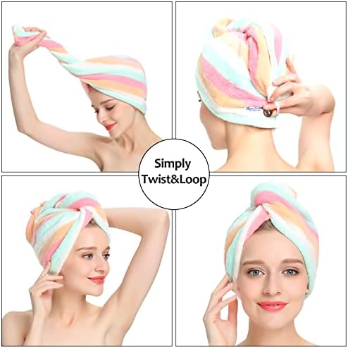AuroTrends Microfiber Hair Towel 2Pack - Rainbow Set