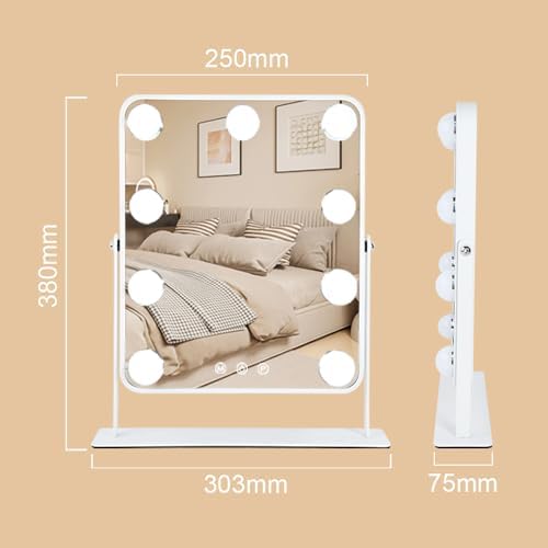 YEKKOPT Lighted Vanity Mirror with 9 LED Bulbs and 360 Rotation 1