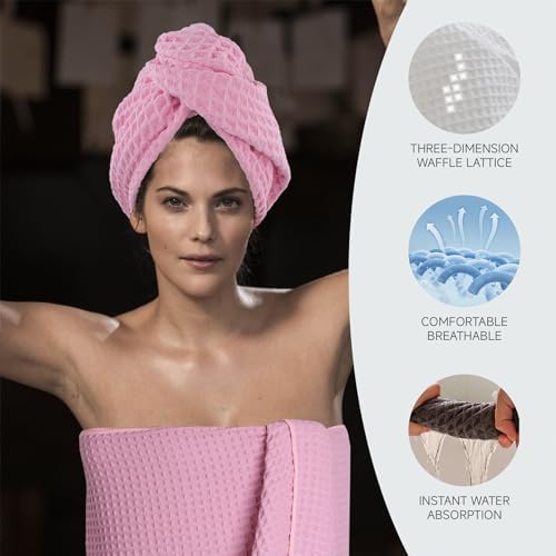 MaopaoBeauty Microfiber Waffle Hair Towel for Women Girls