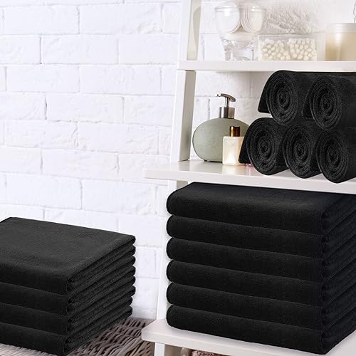 Newwiee 100pcs Large Black Microfiber Salon Towels