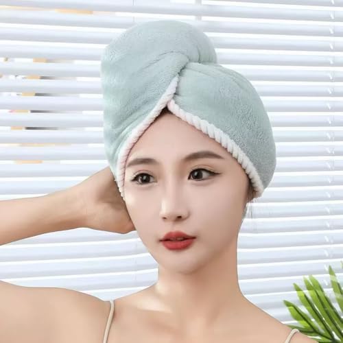 XPZKAIYUE Microfiber Hair Towel Wrap for Women and Kids Pink Green