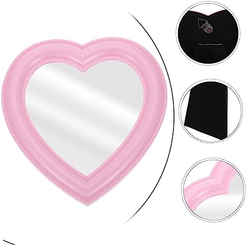 PRETYZOOM Heart Shaped Desktop Makeup Mirror Dual Use Wall Mounted