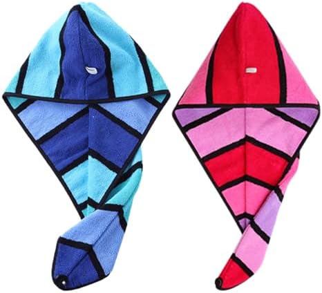 Wenlly 2 Pack Cotton Hair Drying Towel with Button